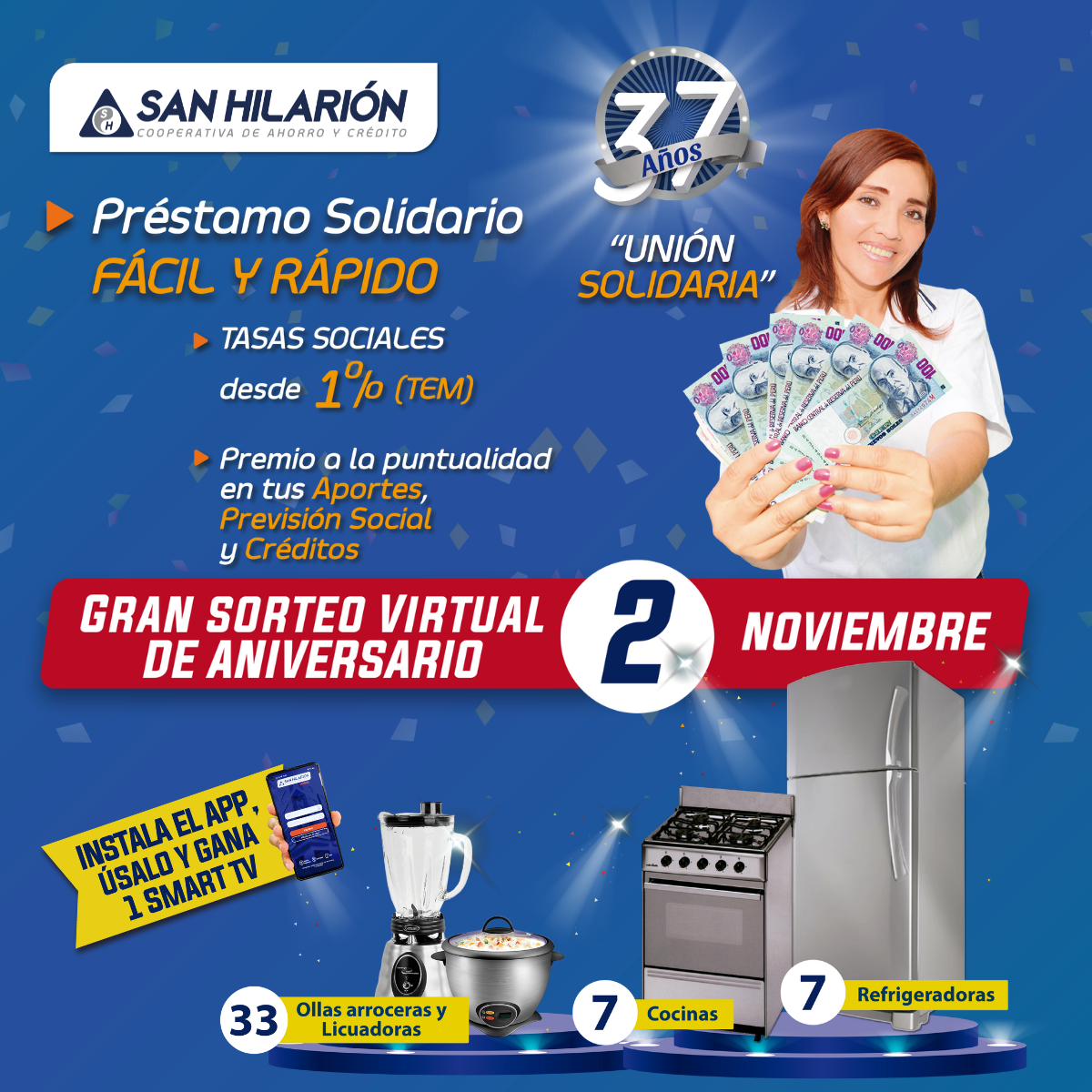 37 años de Unión Solidaria: Préstamos solidarios para nuestros socios por aniversario